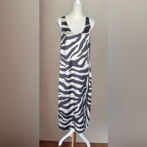 H&M Asymmetrical White and Blue Maxi Dress, Modern & Sophisticated Sz Small